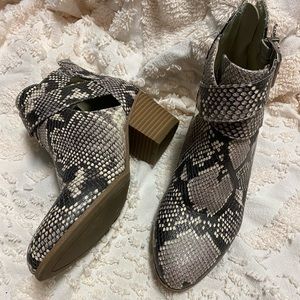 Snake ankle boots